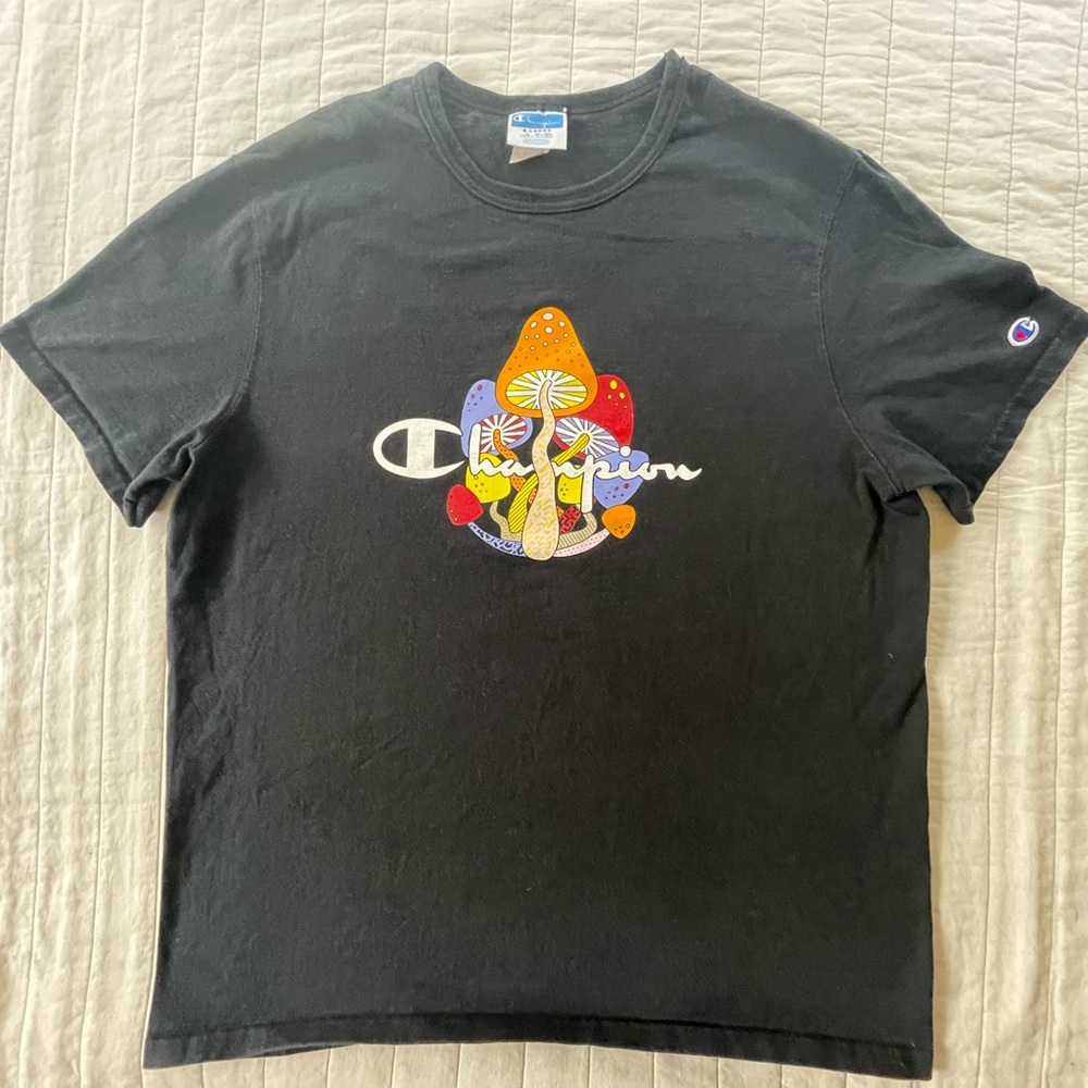 Champion Black Graphic Mushroom Cotton Logo Tee XL